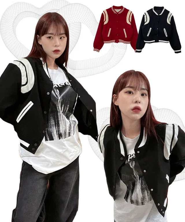 [한정수량세일/당일발송]엔시 배색 바시티 자켓(2colors)