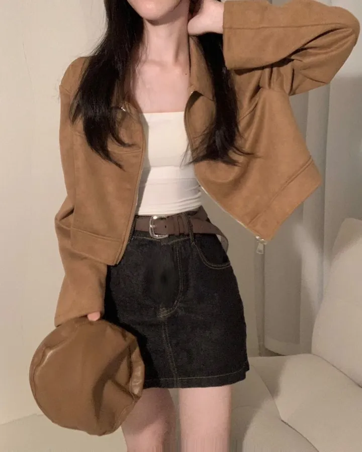 스웨이드 세미크롭 집업jp -3col 상세 이미지 11