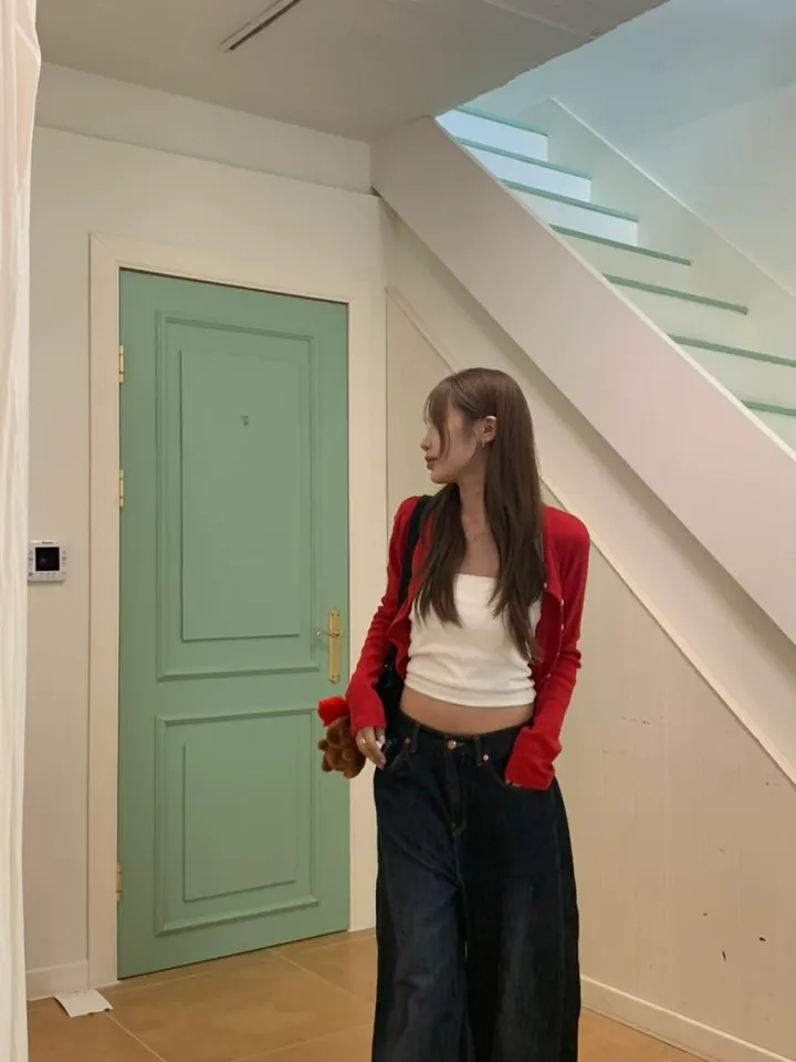 빈티지 딸기 가디건 레드,아이보리, 블랙 [가디건/디테일/빈티지/여름코디/코디추천/데일리/대학생/캐주얼/y2k] 상세 이미지 10