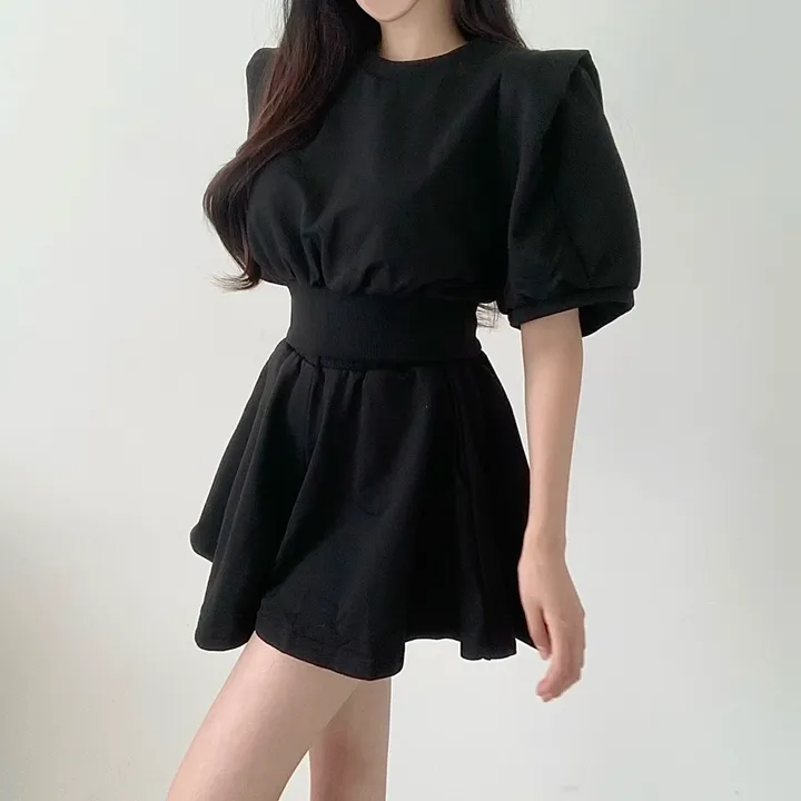 [치마바지/상하의SET] 로로 퍼프소매 반팔맨투맨 + 치마바지 투피스set 상세 이미지 32
