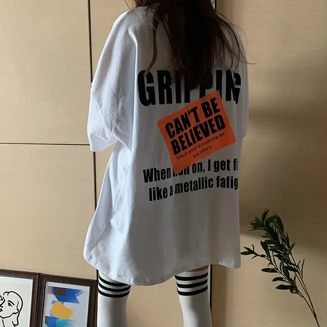 (🚀당일출발!/남여공용/빅사이즈) 루즈핏 오버 레터링 패치 반팔 티셔츠 3color 상세 이미지 4