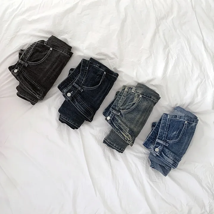 [숏,기본,롱/~XL/핏보장💙*밑단스냅단추 투웨이* 워싱 와이드데님] 헤이브밑단스냅와이드데님 상세 이미지 64