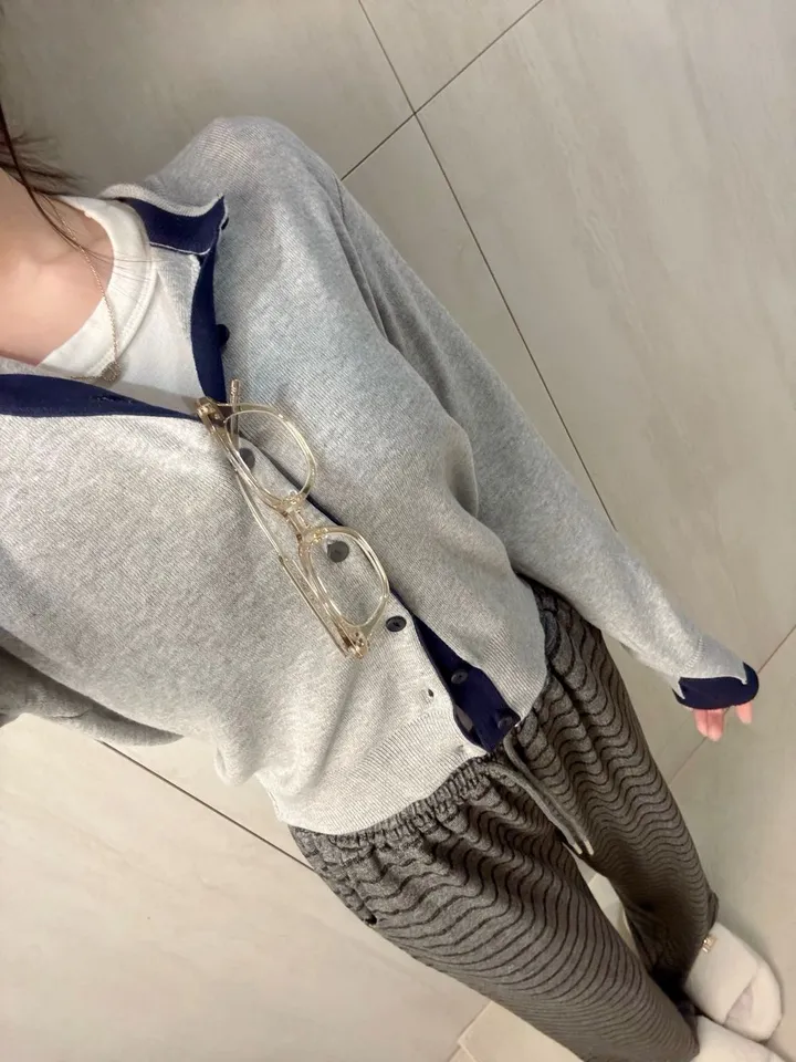 3color) 배색 포인트 소매절개 가디건 *배색가디건, 니트가디건 상세 이미지 18
