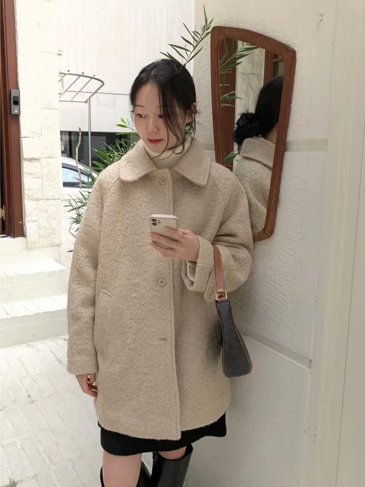 [안감누빔]테이퍼 부클 하프코트*베이지 당일발송 상세 이미지 35