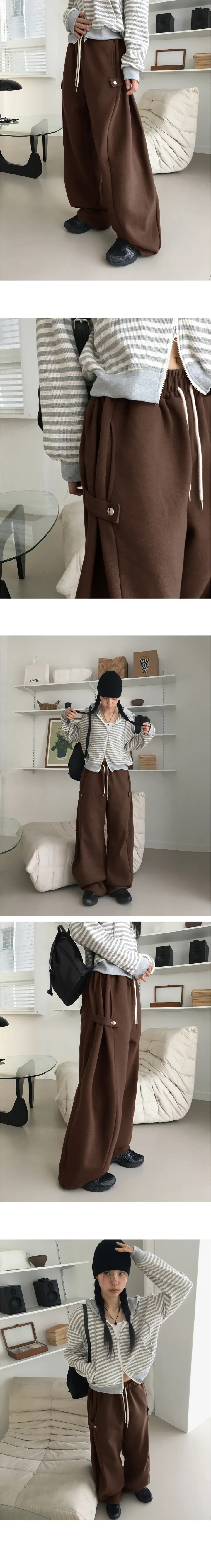 조드 사이드 스냅 벌룬 투웨이 쭈리 롱 와이드 조거 팬츠 상세 이미지 10