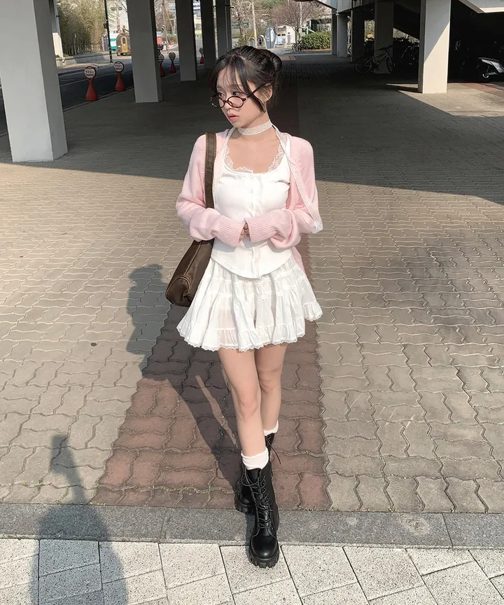 [데일리🫧벚꽃룩] 부코 펜던트 브이넥 니트 가디건 봄 가을 / 벚꽃룩 개강룩 데이트룩 여름가디건 여름니트 클래식블랑 상세 이미지 22