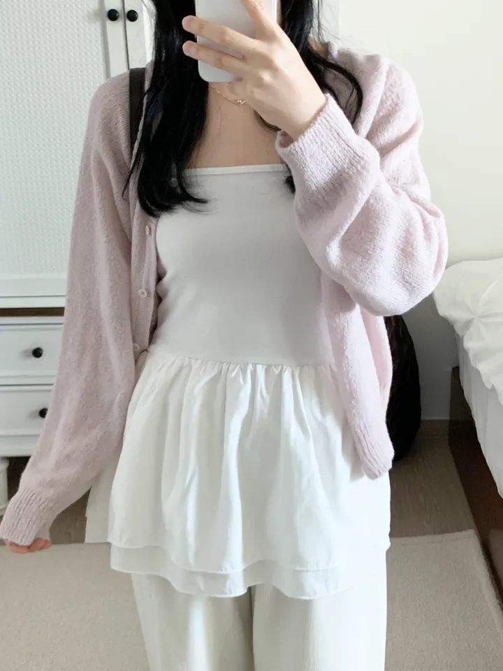 [보송/여리핏☁️] 바스 모헤어 가디건 (5color) 봄가디건/여름옷/데일리룩/데이트룩/벚꽃/나들이룩/핑크/니트/피크닉룩 상세 이미지 23