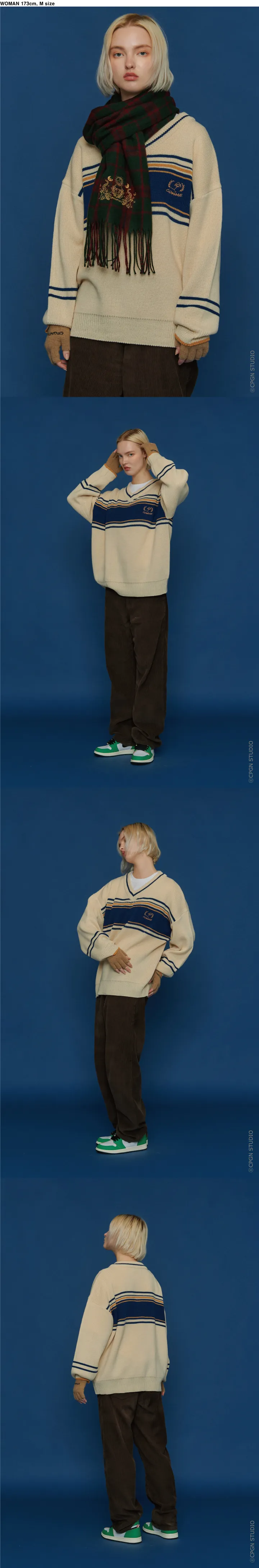COMME V NECK SWEATER CREAM 상세 이미지 1