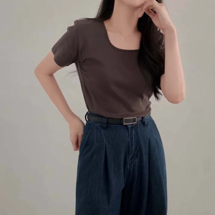 [팔말라핏/국내제작!]팔뚝살 부각없는, 라이프 베이직 스퀘어넥 루즈핏 반팔 티셔츠 상세 이미지 57