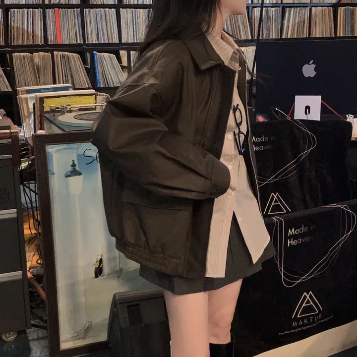 [핵고퀄!/✨주문폭주/후기극찬✨]매트 레더의 정석,오버핏 레더 블루종 자켓 점퍼 상세 이미지 52