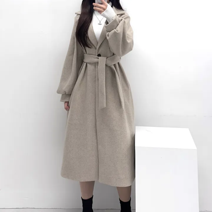 [개강룩/핏보장] 러블리 퍼프 몽글 롱 코트 울코트 (4color) 상세 이미지 20