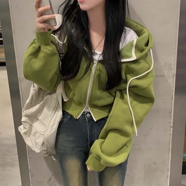 [완전인기✨/백염컬러 당일출고!] 자체제작 크치Made 꿈에 나온 핏, 투웨이 양기모 크롭 후드집업 ver 아우터 자켓 - zipup 상세 이미지 16