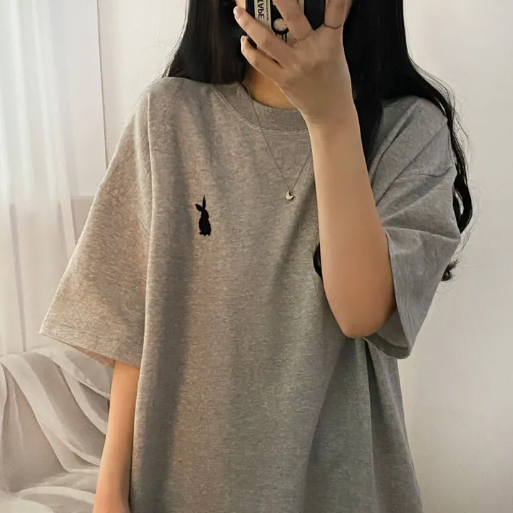 [넉넉/데일리] 러블리 래빗 자수 오버핏 반팔티T 상세 이미지 23