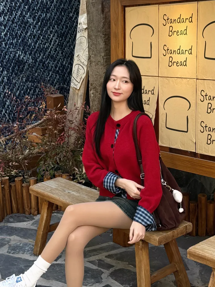 [5color/개강룩] 체크 배색 니트 가디건 상세 이미지 21