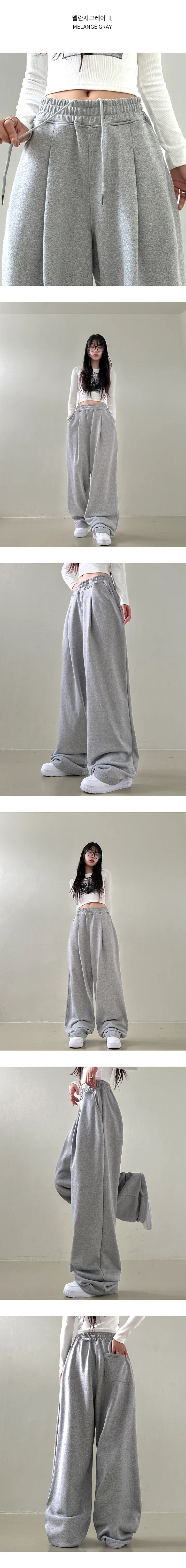 *묶음할인[M~XL/쭈리안감] 와이드한 원핀턱 밴딩 트레이닝 팬츠 상세 이미지 7