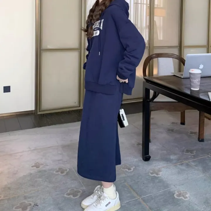 💙상하의세트💙 후드티 롱 치마 꾸안꾸 캐주얼 트레이닝복 코디세트 마실룩 간절기 상세 이미지 6