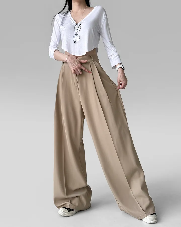 [4계절템/숏,롱/~2XL] 올리브유 메가 통 와이드 더블 핀턱 사계절 슬랙스 상세 이미지 51