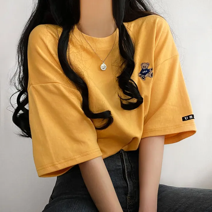 [예쁨/데일리] 베어 라벨 자수 오버핏 반팔티T 상세 이미지 26