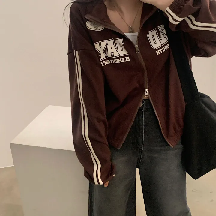 [후기보장*.*/🤎] 필드 라인 배색 투웨이 카라 레터링 집업,점퍼 - 4color 상세 이미지 7