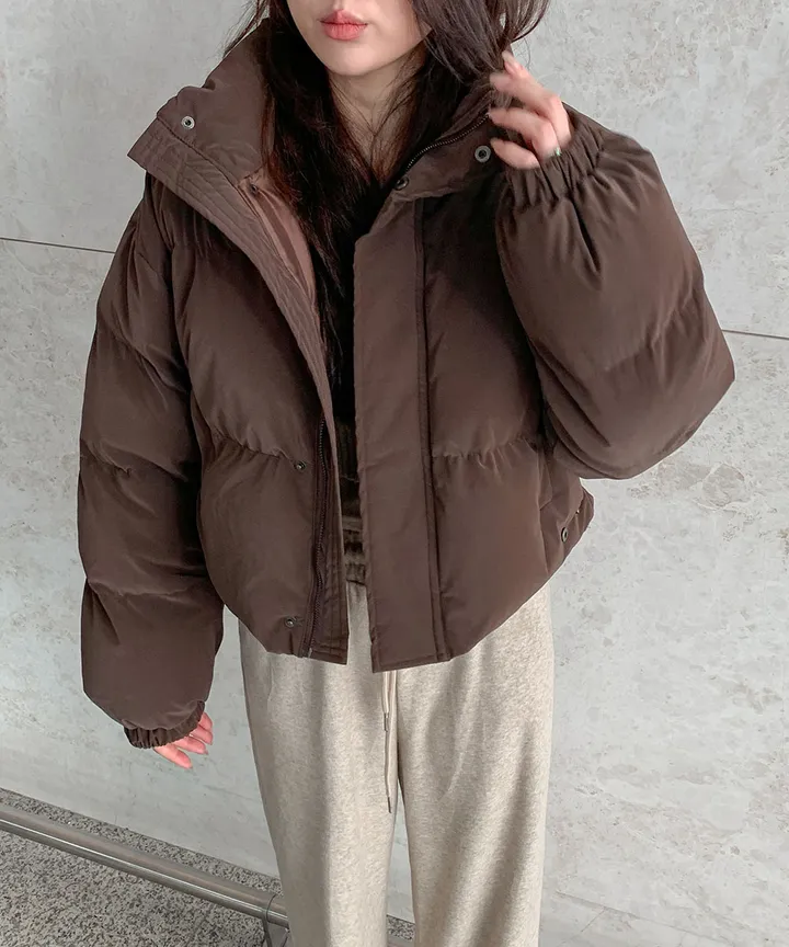 [묶음할인/누적1만🔥무광ver] 쏘힙!! 하이넥 숏 오버핏 크롭 레더 패딩 루즈핏 매트 가죽 점퍼 숏패딩 크롭패딩 레더패딩 가죽패딩 5COL 상세 이미지 4