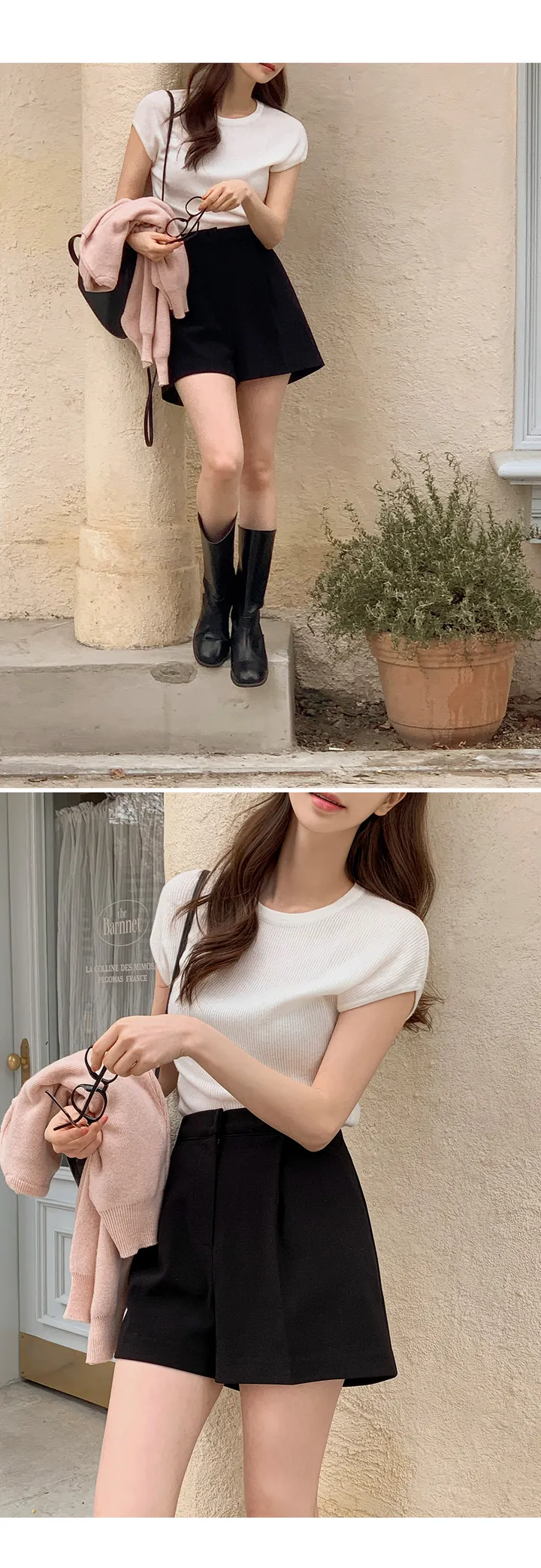 [여름🌿][1만장돌파/XS-XL/반품률ZERO🖤][자체제작] 라이프 쫀득 원핀턱 하프 슬랙스 상세 이미지 57
