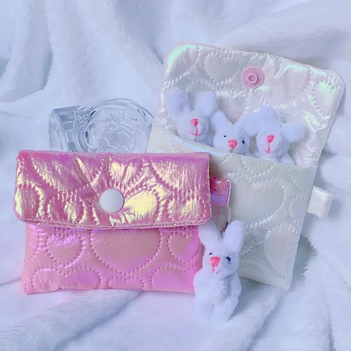 (3종)/ handmade 홀로그램 글리터 love 핑크 화이트 실버 패프릭 동전 지갑 카드지갑 에어팟파우치 상세 이미지 45