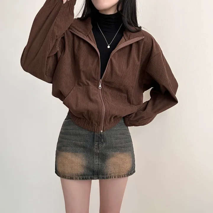 감성100% [최저/Y2K] 카라멜 코듀로이 반집업 - 5color 상세 이미지 16
