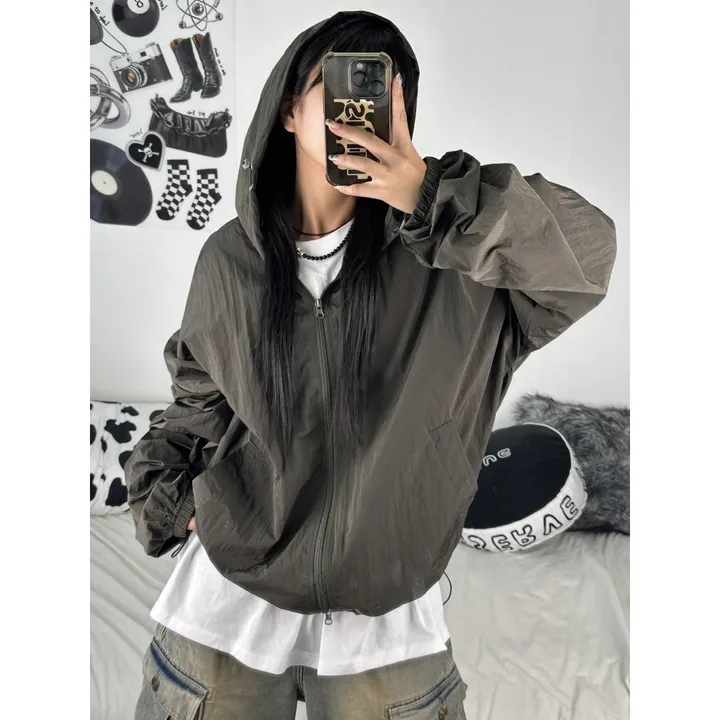 [재진행/UNISEX]고프 후드 루디 컬러 힙 윈드 집업 점퍼(chacoal,wine,blue) 상세 이미지 10