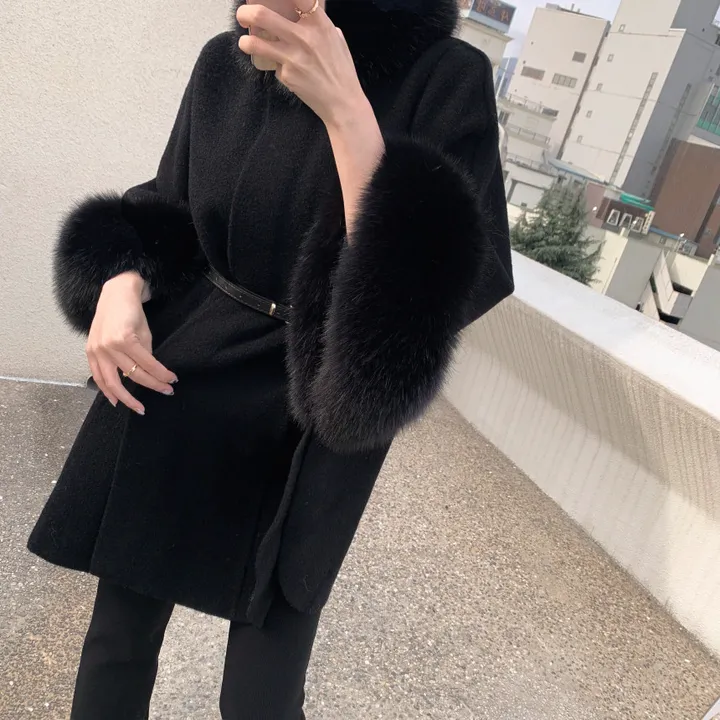 ❤주문폭주❤캐시 폭스퍼 케이프 코트(퍼 탈부착) 상세 이미지 25