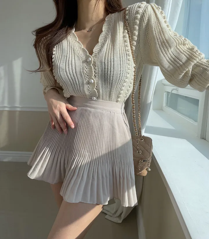티에르 꽈배기 진주 가디건 상세 이미지 3