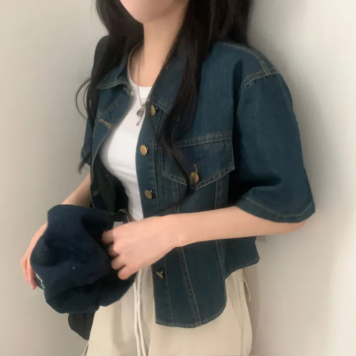 [데일리/청순무드(＊’͜’ )] 봄웨더 반팔 데님 크롭 청자켓 - 3color 상세 이미지 40