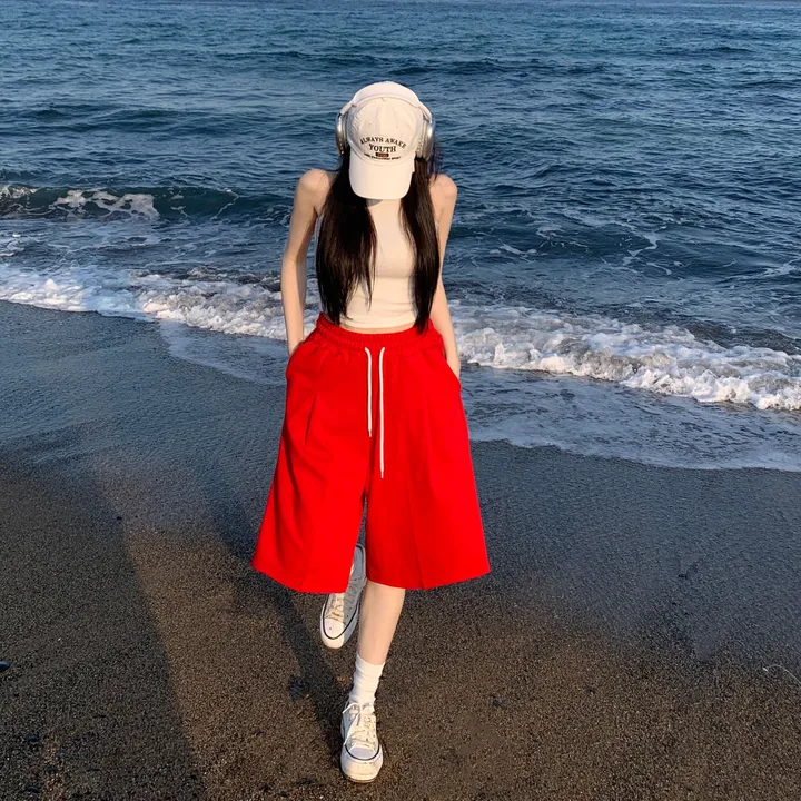 [핏보장🖤/L-XL] 발리 버뮤다 원턱 밴딩 와이드 숏 허리밴딩 트레이닝 팬츠 바지 키작녀 키큰녀 빅사이즈 남녀공용 상세 이미지 24