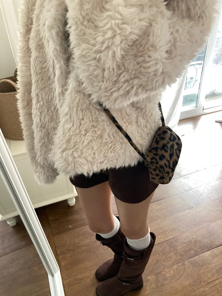[leopard🖤/데일리 필수템!]루루 레오파드 피치 기모 호피 퍼 겨울 미니백 상세 이미지 8