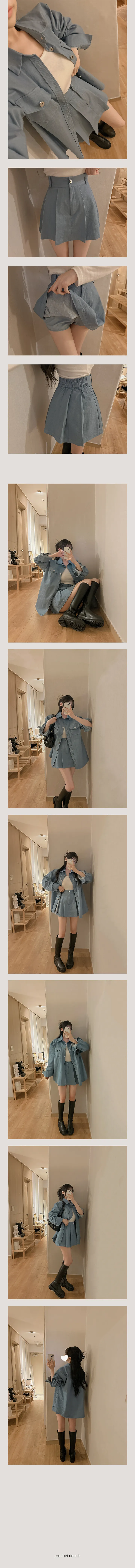 [러블리/봄신상] 연청 오버핏 박시 셔츠 스커트 세트 1 COLOR 상세 이미지 3