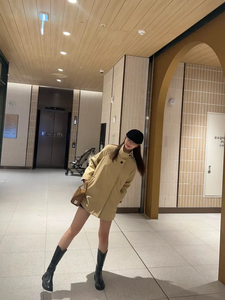 [체형완벽커버/가을여자쌉가능*.*] 하이넥 케이프 하프 트렌치코트 숏야상점퍼 트렌치자켓 상세 이미지 11