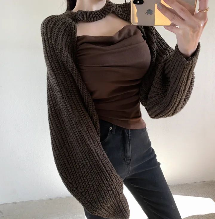 볼류머 크롭 볼레로 가디건 상세 이미지 16