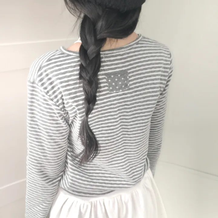 [반전 도트안감🖤/뒷태패치 포인트!!] 빈티지 감성 낭낭🪽 도트안감 패치 단가라 스트라이프 긴팔 가디건 엔젤코어 상세 이미지 19