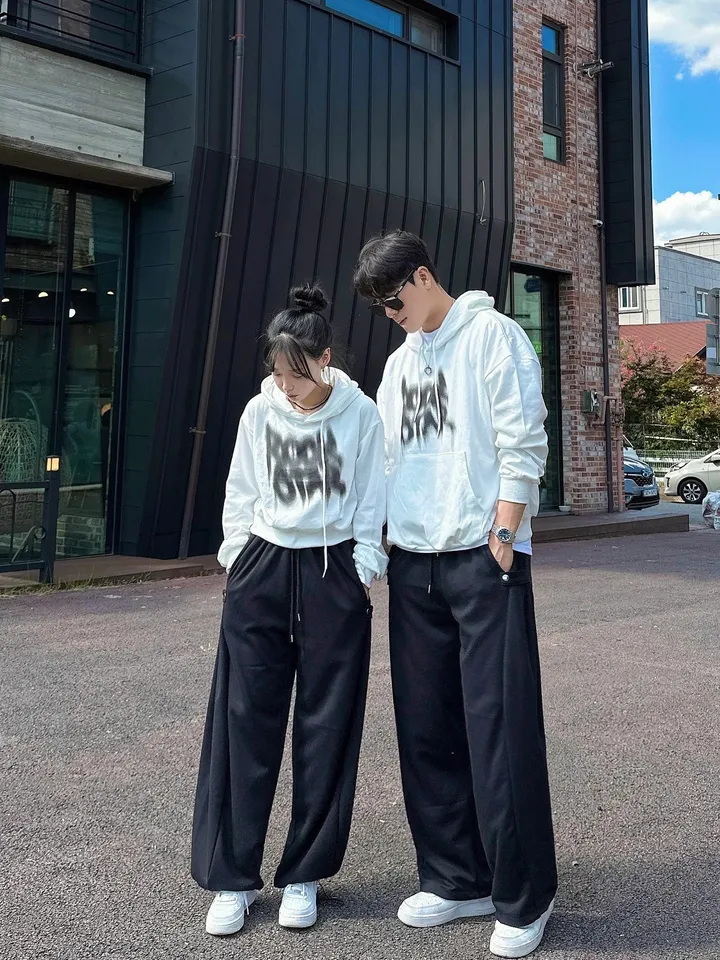 2사이즈/8컬러 커플 후드티 크롭 후드 남녀공용 오버핏 후드티 사이드 스냅 벌룬 팬츠 와이드 스트릿 긴팔 커플티 봄 가을 커플룩 시밀러룩 힙무드 루즈핏 꾸안꾸 트레이닝 세트 락스타 상세 이미지 10