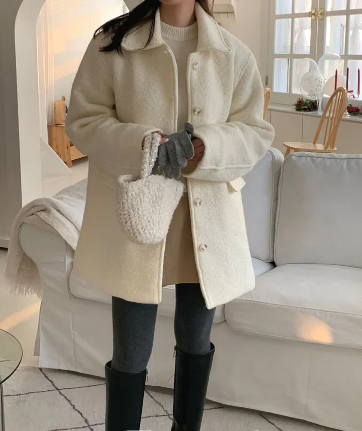[주문폭주🔥][겨울신상⛄] 메리 부클 카라 하프 코트(2color) / 하객룩 하프코트 코트 숏코트 아우터 상세 이미지 25