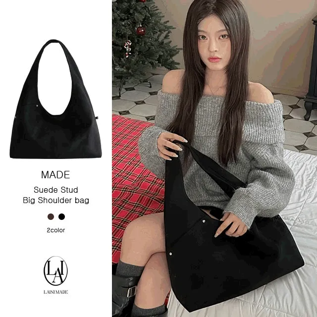🖤MADE/고퀄보장/MD추천/신상특가🖤 자체제작 스웨이드 스터드 숄더백 데이트룩 출근룩 학생가방 보부상가방 노트북수납 여리핏 데일리 꾸안꾸 봄 가을템 겨울템 드뮤어 연말룩