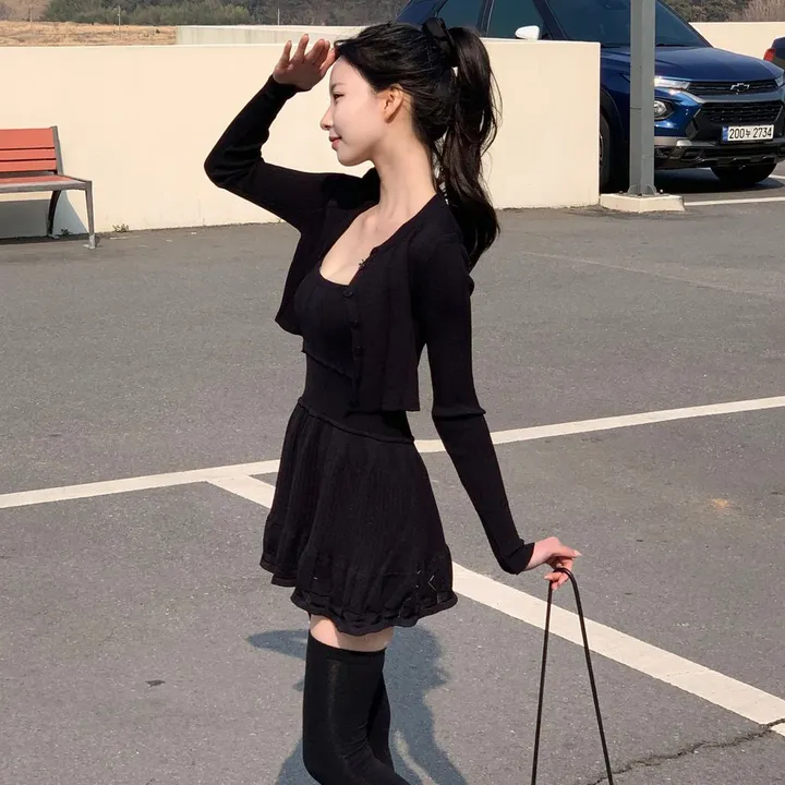 [여리무드🌹] 미닛 가디건 나시 원피스 세트 / 나시원피스 캉캉원피스 플레어 플리츠 미니원피스 니트 여름원피스 골지원피스 얇은 봄가디건 봄원피스 크롭가디건 골지가디건 볼레로 상세 이미지 40