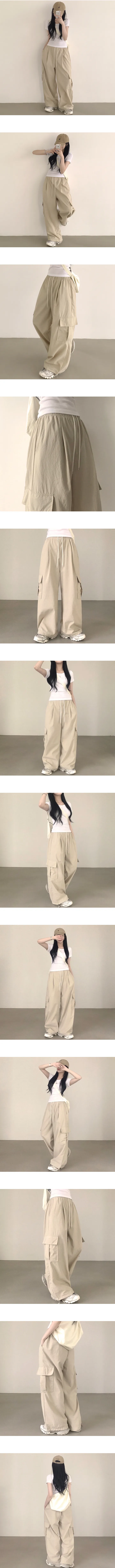 [바스락,인생핏!/조거&와이드] 내가 찾던 힙한 핏, 바스락 밴딩 카고 포켓 투웨이 트레이닝 와이드팬츠 (6color) 상세 이미지 2