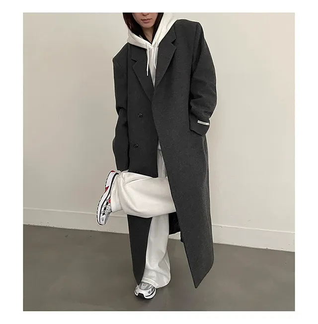 (Unisex) 카민 히든 롱 코트 (3color) 맥시 겨울코트 오버사이즈 울코트 남녀공용 상세 이미지 11
