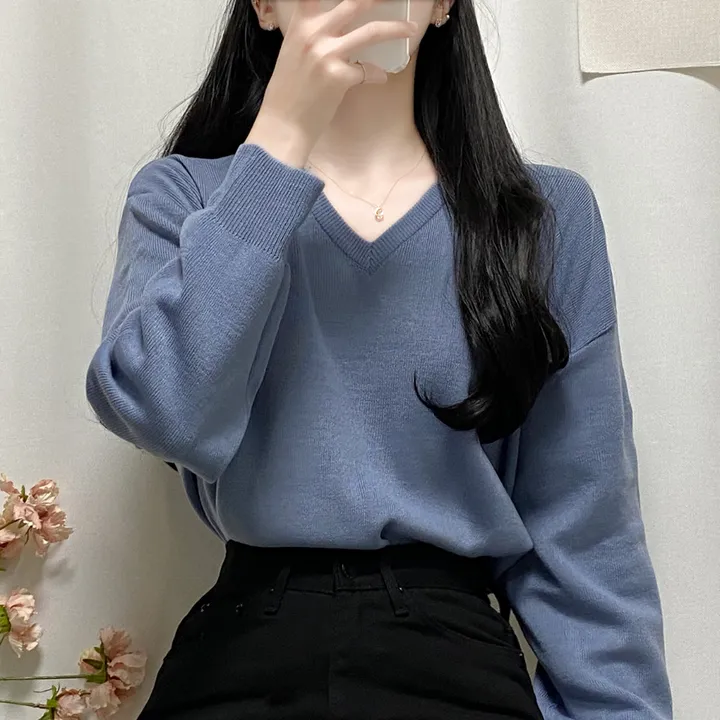 [1000장돌파💛/니트맛집/] V넥 베이직 기본 니트 10color 상세 이미지 27