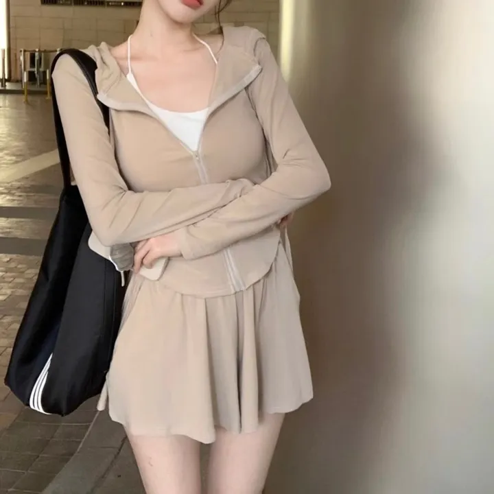 -3kg 몸매보정 트레이닝 세트 슬림핏 후드집업 밴딩반바지 상세 이미지 7