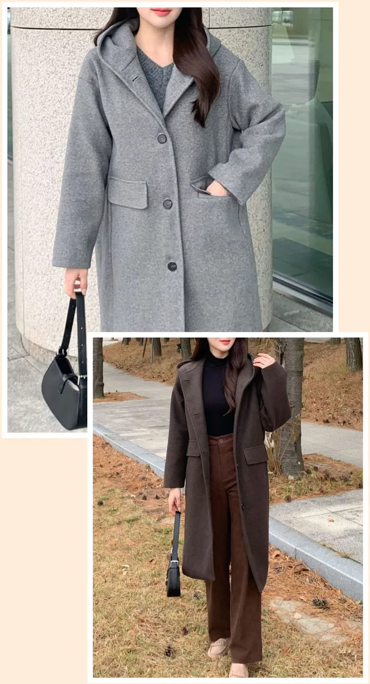 [겨울신상✨] 후드 울코트 / 롱코트 후드코트 떡볶이코트 겨울코트 겨울자켓 핸드메이드 코트 숏코트 퍼코트 모직코트 울코트 연말룩 벨트코트 밍크코트 롱패딩 숏패딩 코듀로이 기모 케이프코트 망토코트 숄코트 무스탕 퍼자켓 더블코트 하프코트 기모 후드롱코트 겨울 상세 이미지 8