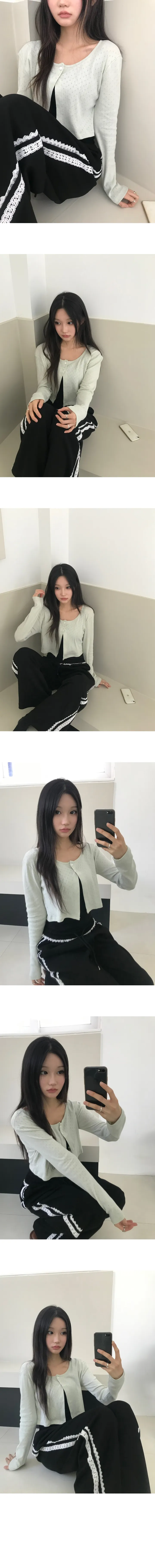 [여리핏보장🐰/간절기템] 프리티 플라워 펀칭 크롭 가디건 상세 이미지 8