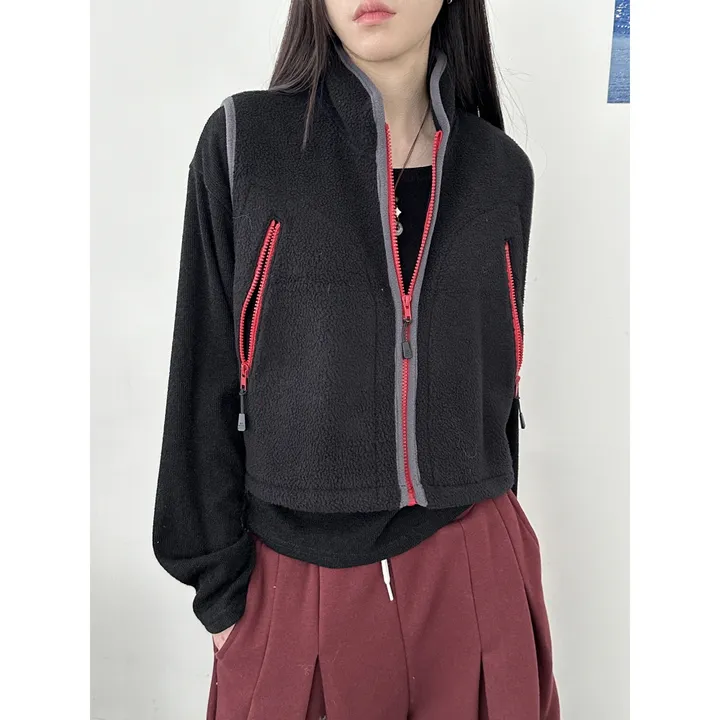 [OOTJ MADE]키치 더 힙 믹스 컬러 포인트 플리스 후리스 하이넥 집업 베스트(4color) 상세 이미지 18
