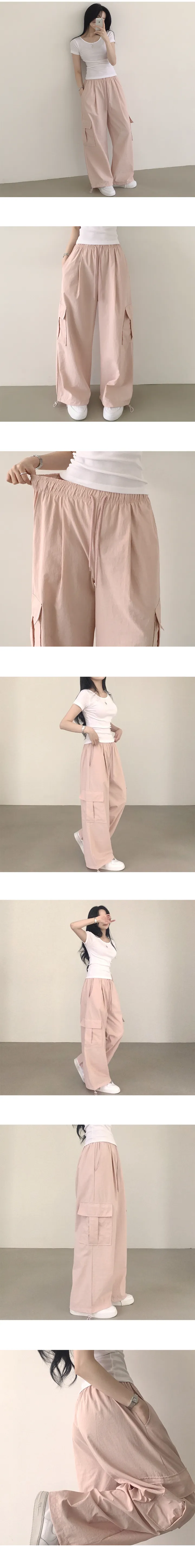 [바스락,인생핏!/조거&와이드] 내가 찾던 힙한 핏, 바스락 밴딩 카고 포켓 투웨이 트레이닝 와이드팬츠 (6color) 상세 이미지 6