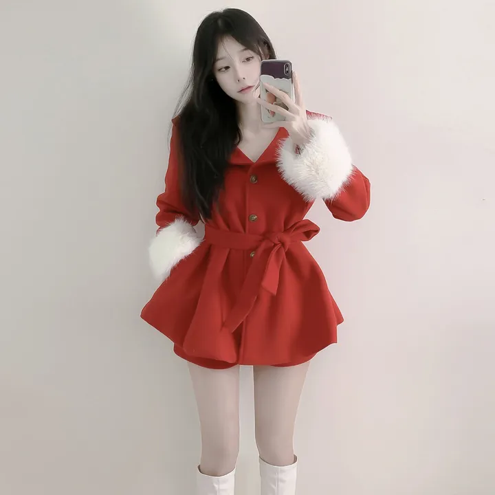 [초고퀄]소매퍼 안감누빔  하프 모직코트 반바지 투피스 세트 상세 이미지 13